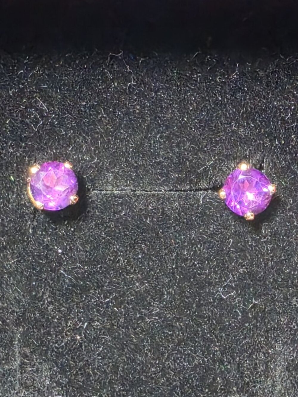 Dainty 14K Yellow Gold Natural Amethyst February Birthstone Stud Earrings